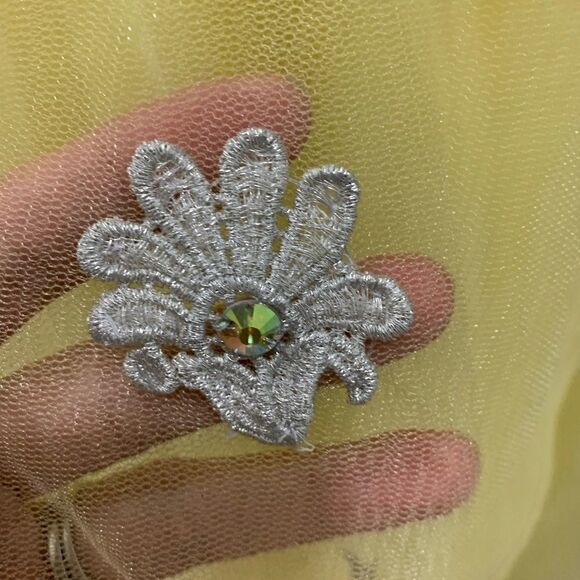 Stunning Floral Lace One Shoulder Party Dress, Rhinestones Ball Gown - Picture 14 of 15